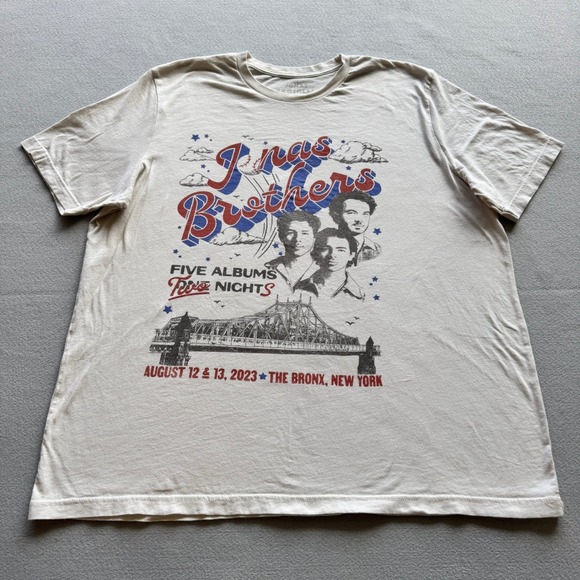 Jonas Brothers Other - Jonas Brothers 2023‎ Tour Shirt Five Albums Two Nights The Bronx NY Mens XXL